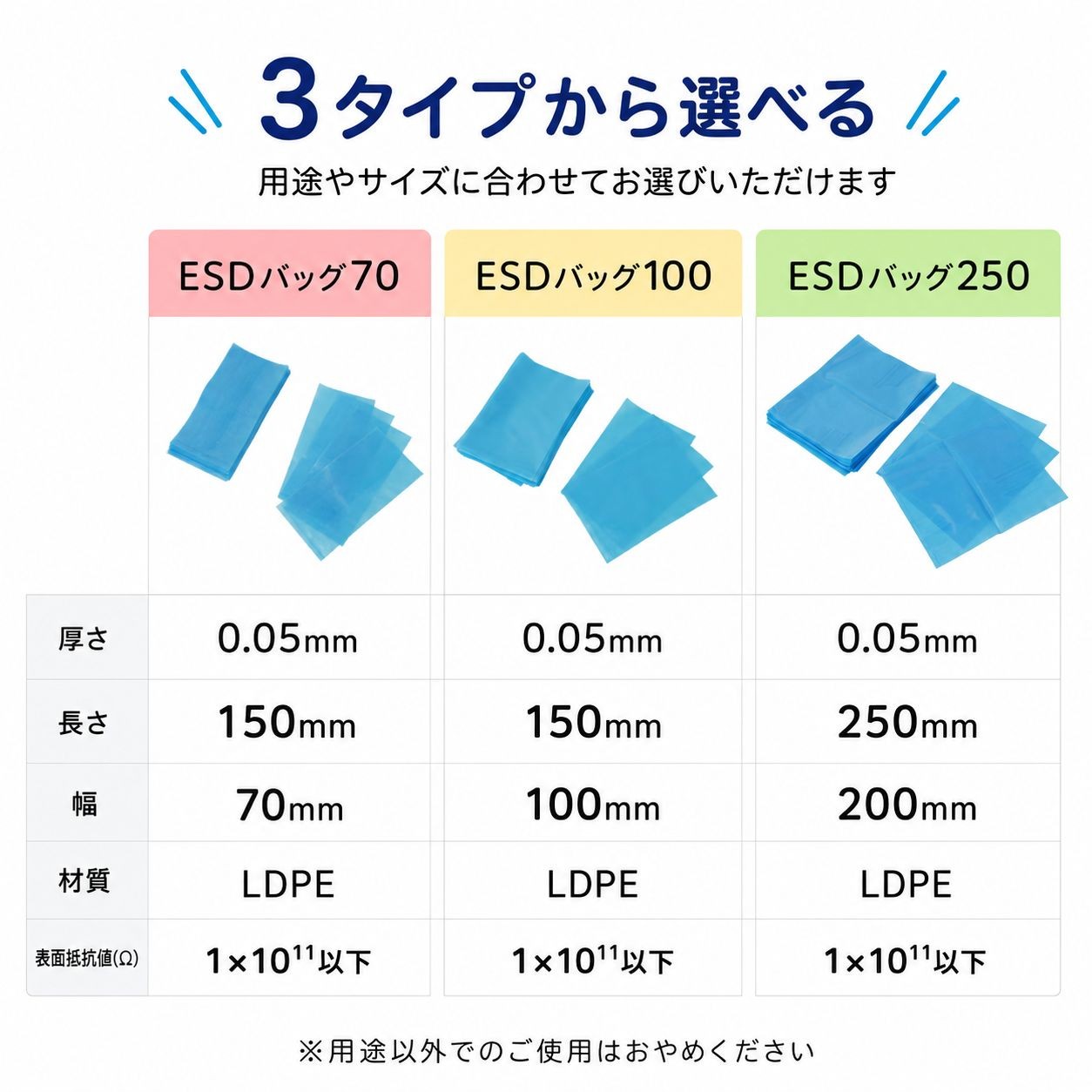 esdbag-001　ESDバッグ 帯電防止袋　150×100 / 厚さ：0.05mm 長さ：150mm 幅：100mm（画像 6）