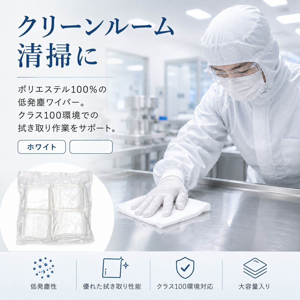 クリーンワイパー ポリエステル100% / 約9×9インチ（画像 4）