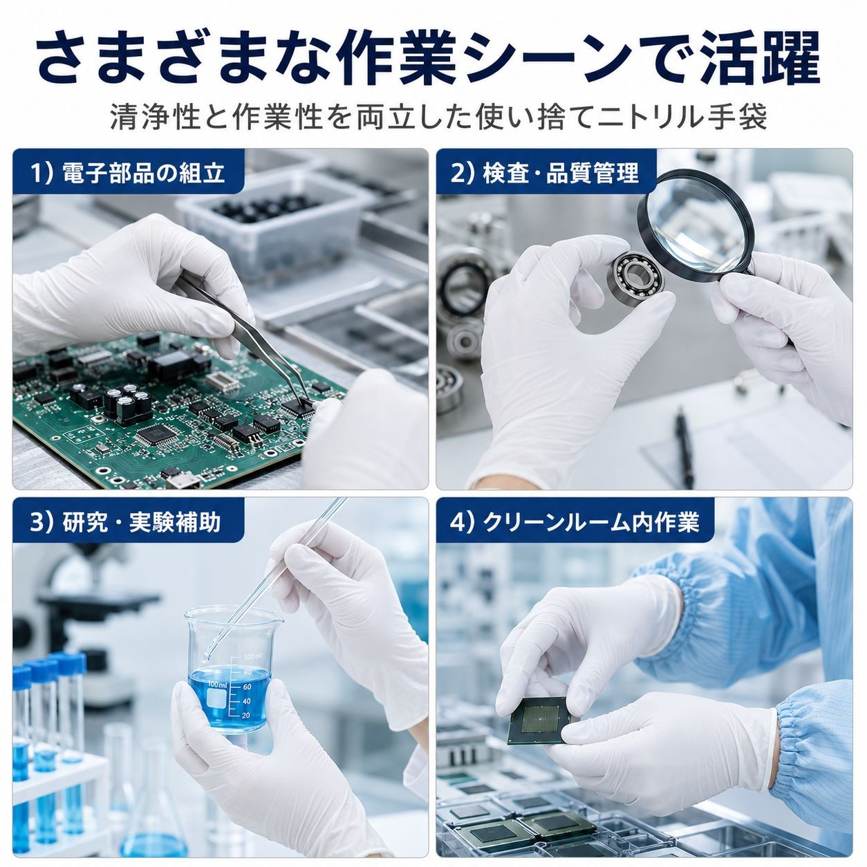 Nsa11　クリーンルーム用ニトリル手袋9インチ（クラス1000・100枚入） / Sサイズ（画像 5）