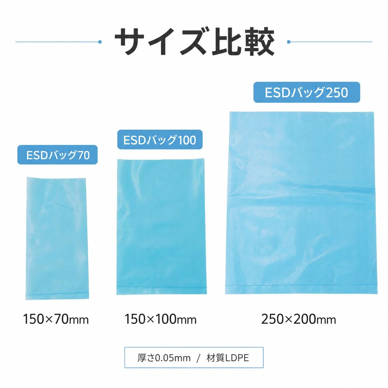 esdbag-001　ESDバッグ 帯電防止袋　150×100 / 厚さ：0.05mm 長さ：150mm 幅：100mm（画像 4）