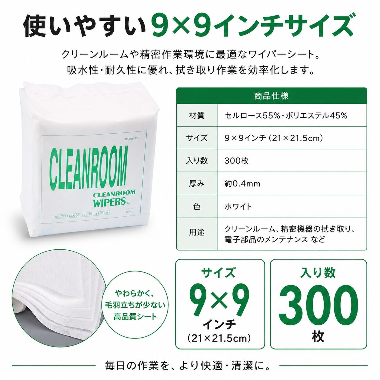 Nsa23　不織布クリーンワイパー　1平方mあたり65g / 1平方mあたり65g（画像 4）